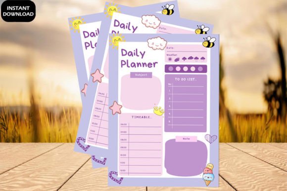 Download Cartoon Purple Daily Planner Printable - Plan Collection