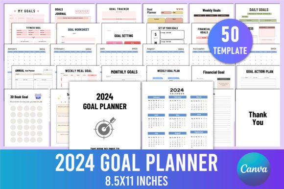 Download Editable 2024 Goal Planner for Canva - Plan Collection