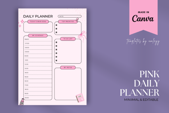 Download Pink Daily Planner Template | Aesthetic - Plan Collection