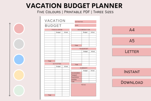 Download Vacation Budget Planner Printable Insert - Plan Collection