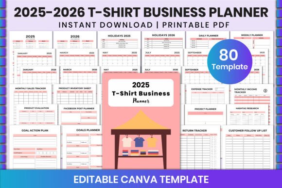 Download 2025-2026 T-Shirt Business Planner Canva - Plan Collection