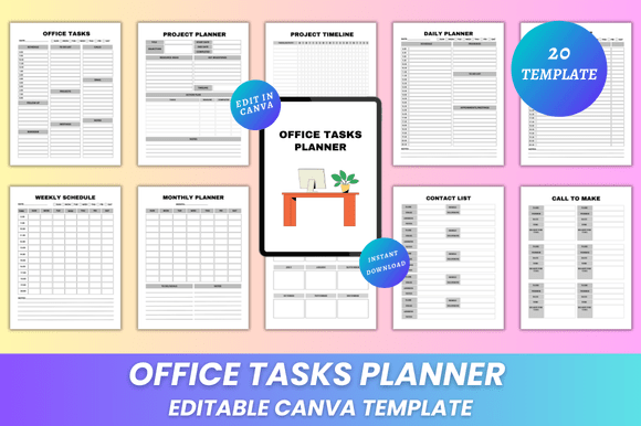 Download Office Tasks Planner Canva KDP Interior - Plan Collection