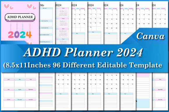 Download ADHD Planner 2024 Canva Templates - Plan Collection