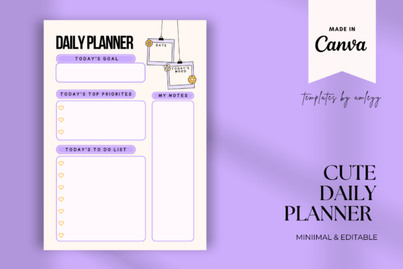 Download Cute Daily Planner Template for Canva - Plan Collection