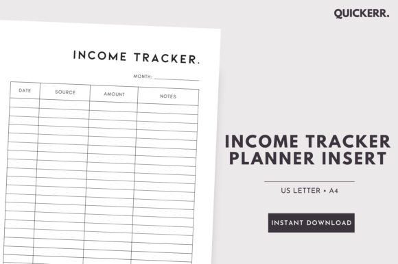 Download Income Tracker Printable Planner Insert - Plan Collection