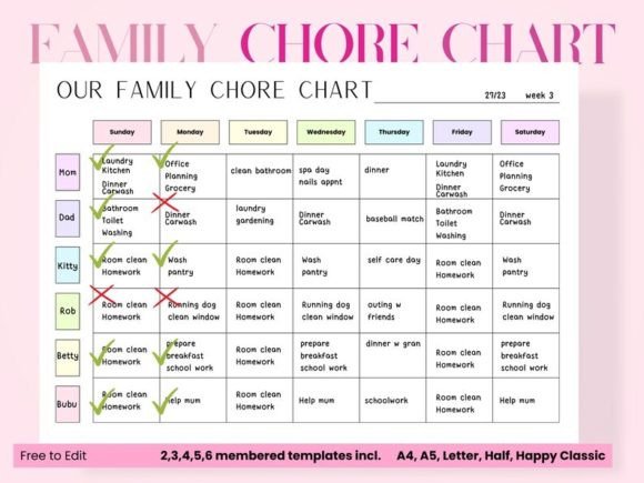 Download Family Chore Chart, Editable Family Plan - Plan Collection
