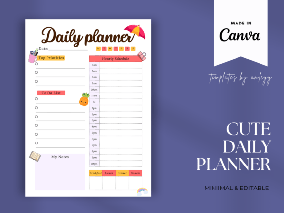 Download Cute Daily Planner Template for Canva - Plan Collection