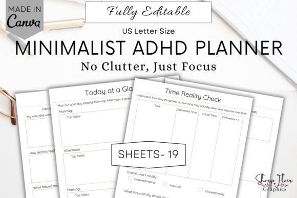Download Minimalist ADHD Planner Bundle Canva - Plan Collection