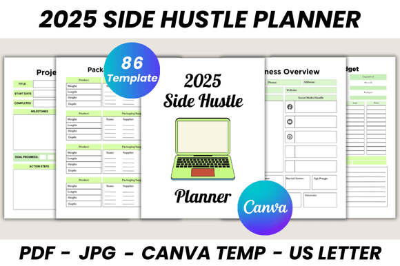 Download 2025 Side Hustle Planner Canva Template - Plan Collection