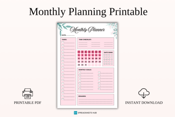 Download Elegant Monthly Planning Printable PDF - Plan Collection