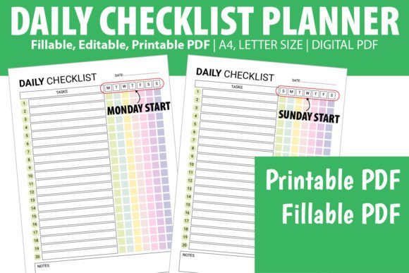 Download Editable Daily Checklist Task Planner - Plan Collection