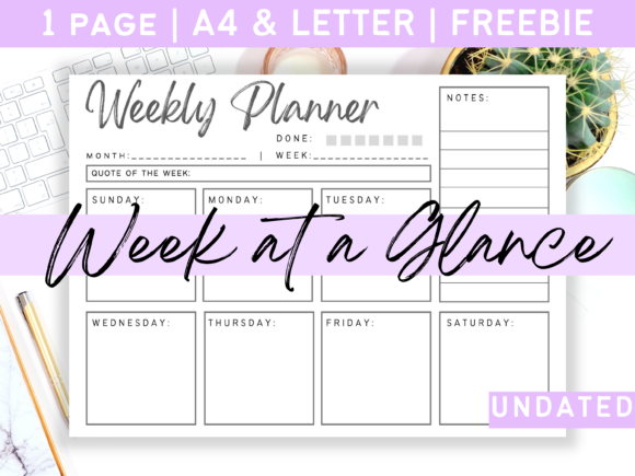 Download Week at a Glance Weekly Planner Inserts - Plan Collection