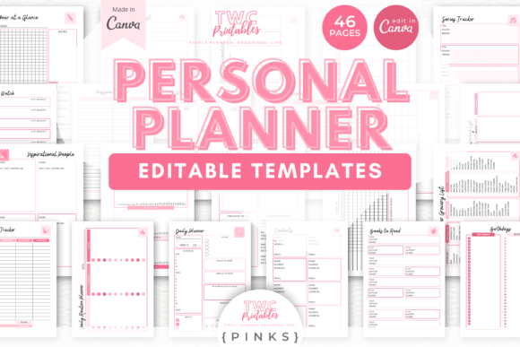 Download Personal Planner Canva Templates | PINKS - Plan Collection