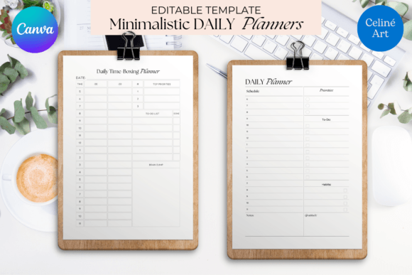 Download Canva Minimalist Daily Planner Templates - Plan Collection