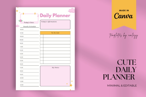 Download Cute Girly Daily Planner Template Canva - Plan Collection