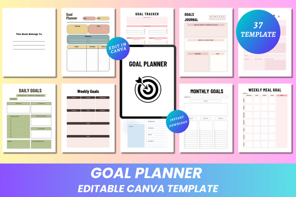 Download Editable Goal Planner Canva KDP Interior - Plan Collection