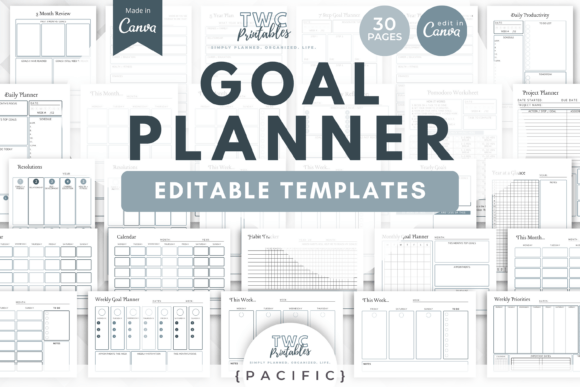 Download Goal Planner Canva Templates | PACIFIC - Plan Collection