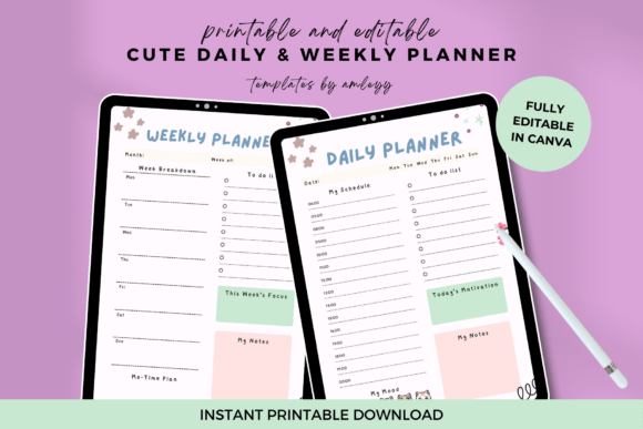 Download Cute Daily &amp; Weekly Planner Template - Plan Collection