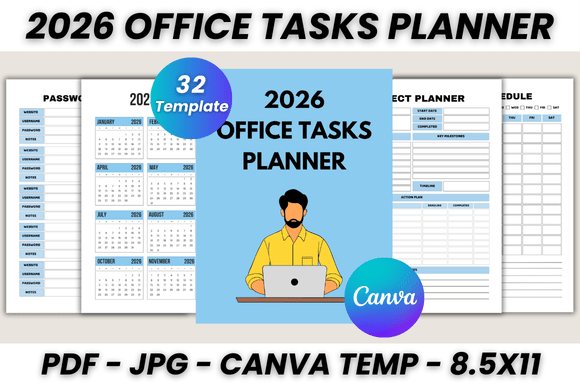 Download 2026 Office Tasks Planner Canva Template - Plan Collection