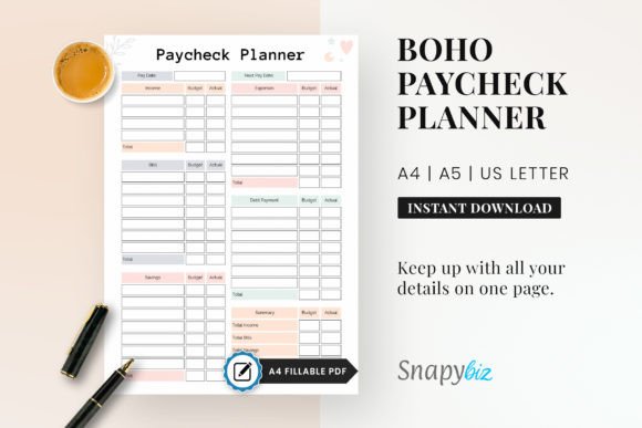 Download Paycheck Budget Printable Planner PDF - Plan Collection