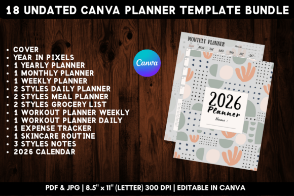 Download Printable Canva Planner Template Bundle - Canva planner template Collection