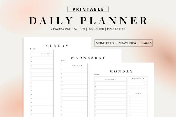 Download Sunday to Monday Daily Planner Printable - Plan Collection