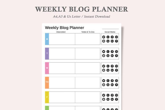 Download Weekly Blog Planner,Blogging Planner - Plan Collection