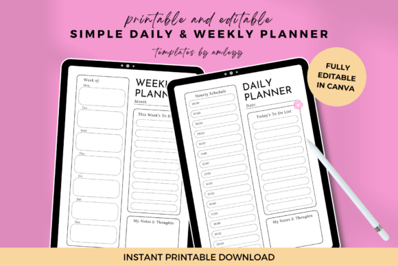 Download Cute Daily &amp; Weekly Planner Canva - Plan Collection