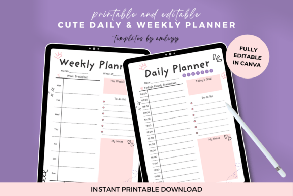 Download Cute Daily &amp; Weekly Planner Template - Plan Collection