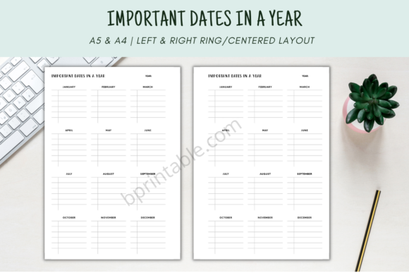 Download Important Dates in a Year Planner - Plan Collection