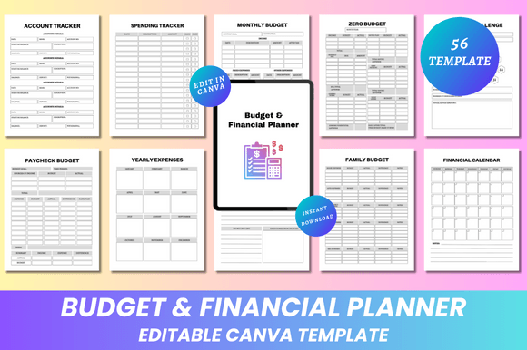 Download Budget &amp; Financial Planner Canva KDP - Plan Collection