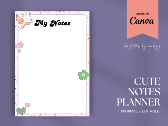 Download Cute Notes Planner Template Canva Retro - Plan Collection