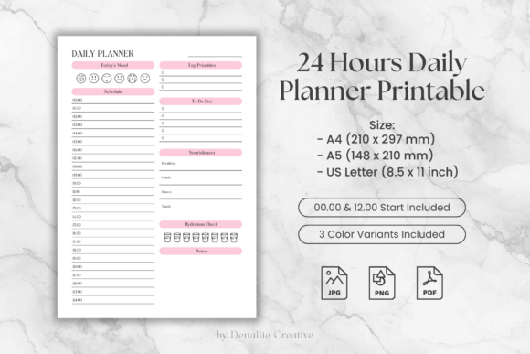 Download 24 Hours Daily Planner Printable - Plan Collection