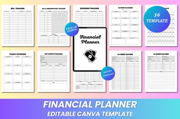 Download Editable Financial Planner Canva KDP - Plan Collection