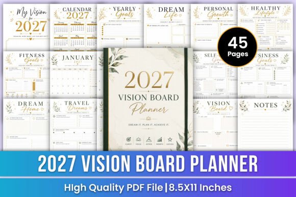 Download 2027 Vision Board Planner | Goals &amp; Mani - Plan Collection