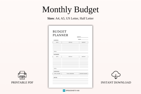 Download Monthly Finance Log &amp; Budget Planner - Plan Collection