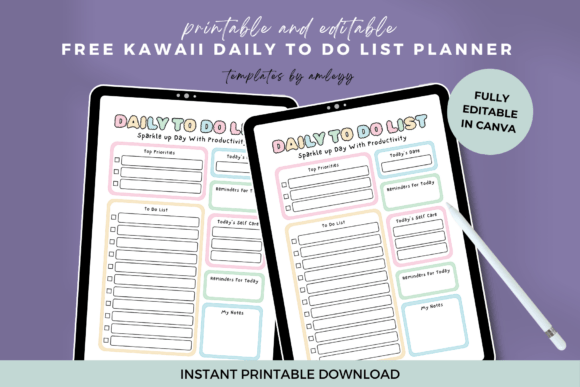 Download Free Kawaii Daily to Do List Planner - Plan Collection