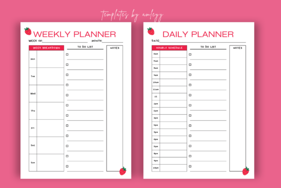 Download Cute Strawberry Daily &amp; Weekly Planner - Plan Collection