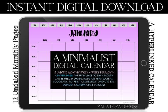 Download Magenta Digital Monthly Undated Planner - Plan Collection