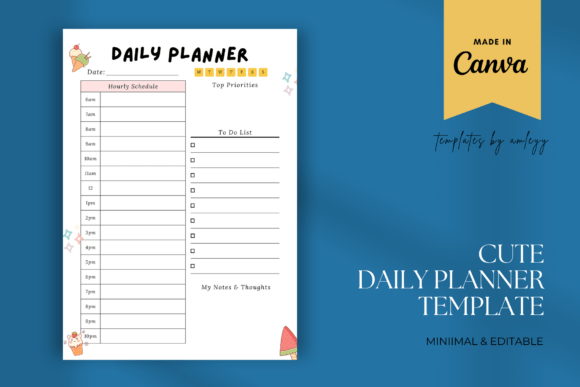 Download Cute Daily Planner Template Canva - Plan Collection