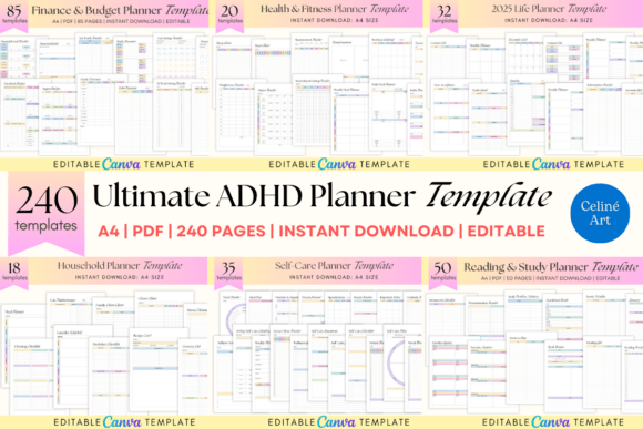 Download Ultimate ADHD Planner Templates Bundle - Plan Collection