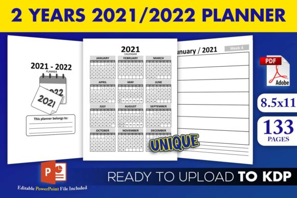Download 2 Years 2021 / 2022 Planner KDP Interior - 2021 Collection