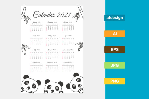 Download 2021 Calendar with a Panda Theme - 2021 Collection