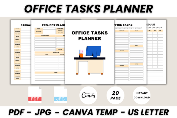 Download Office Tasks Planner Canva Template - Plan Collection