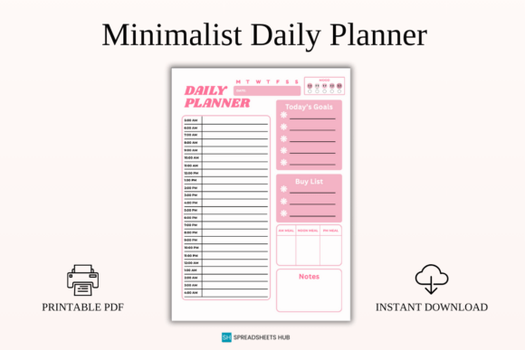 Download Minimalist Daily Planner Printable PDF - Plan Collection