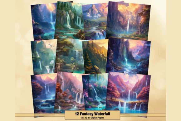 Download Fantasy Waterfall Nature Digital Papers - Nature Collection