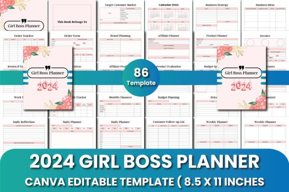 Download 2024 Girl Boss Planner Canva Templates - Plan Collection