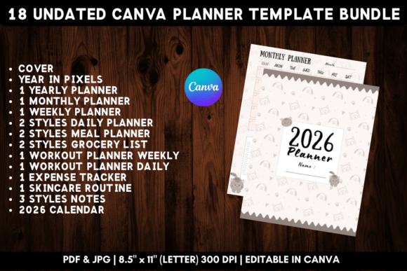 Download Printable Canva Planner Template Bundle - Canva planner template Collection
