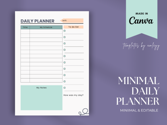 Download Minimal Daily Planner Template Canva - Plan Collection
