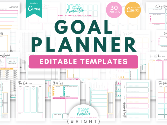 Download Goal Planner Canva Templates | BRIGHT - Plan Collection